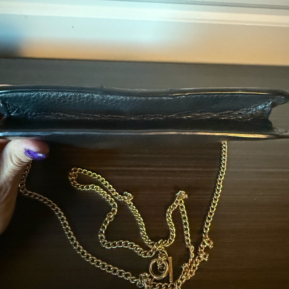 Coach Black Leather Crossbody with Gold Chain & Horse Carriage Emblem - Picture 6 of 6